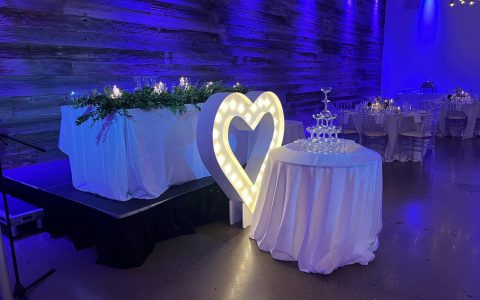 Stratford marquee heart with table decor