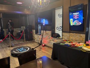 360 video booth in Orangeville with stanchions and props 